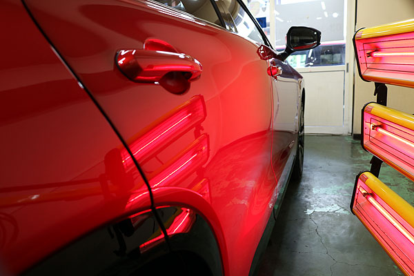 ガラスコーティング後、加熱中の側面